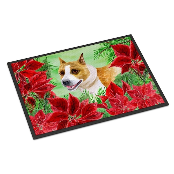 Carolines Treasures American Staffordshire Poinsettas Indoor or Outdoor Mat, 24 x 36 in. CK1293JMAT - main